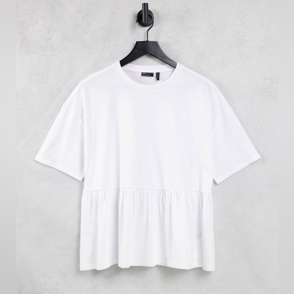 ASOS DESIGN oversized casual smock top Tee Shirt white Size US 8 cotton EUC